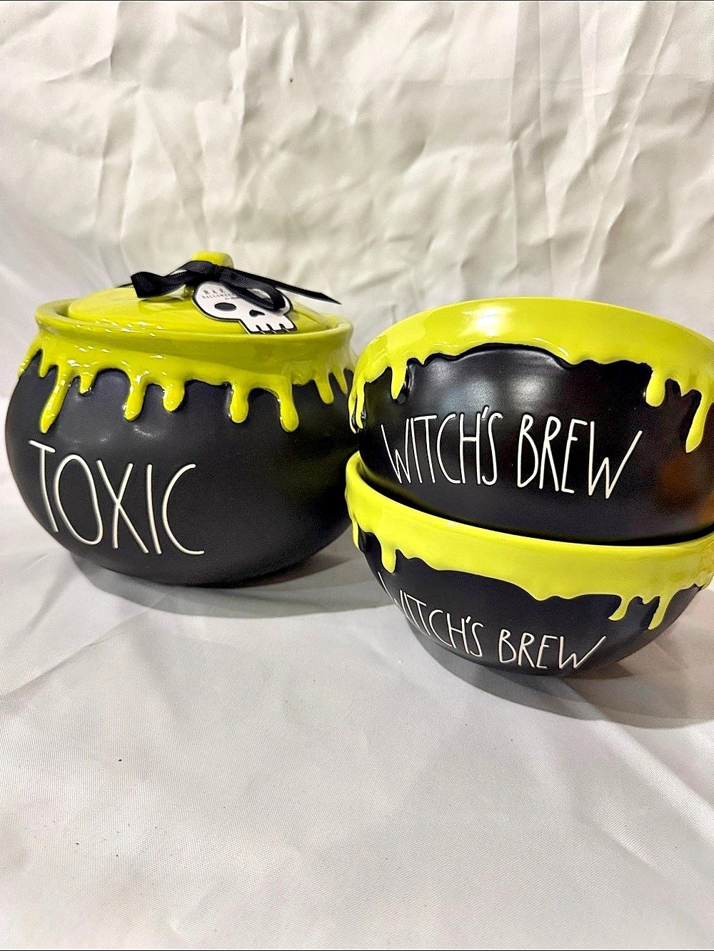 Rae Dunn Halloween Collection by Magenta Toxic & Witch's Brew Set Black & Green